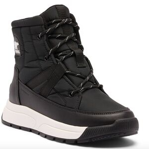 SOREL YOUTH BIG KIDS WHITNEY LACE UP TOGGLE WINTER BOOTS BLACK WHITE 5  37